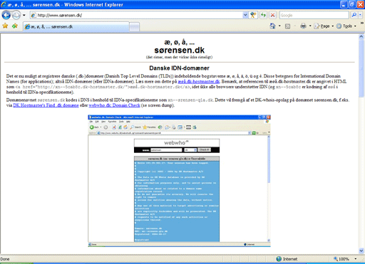 sørensen.dk shown in Internet Explorer 7!